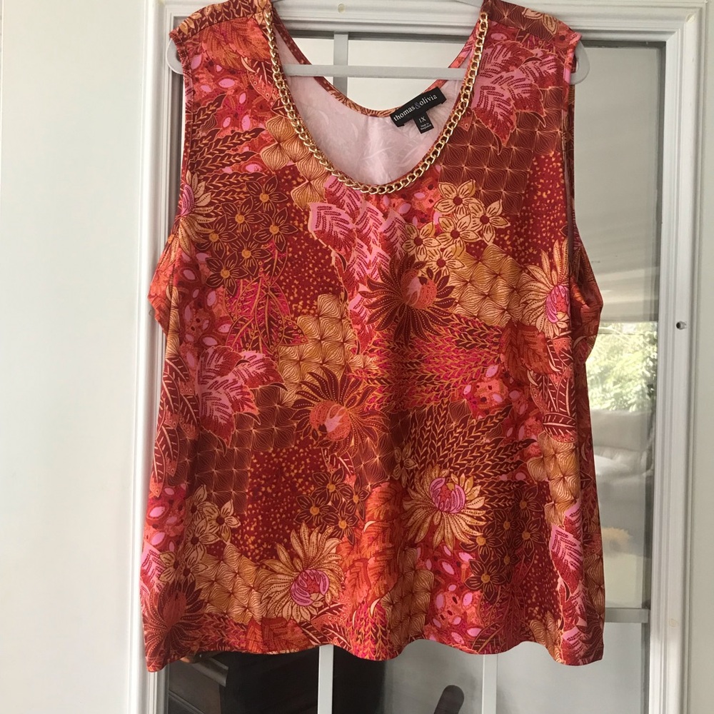 Vibrant Floral Sleeveless Top‎ NWOT